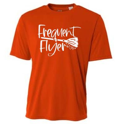 Funny Cute Broomstick Frequent Flyer Witch Halloween Cooling Performance Crew T-Shirt