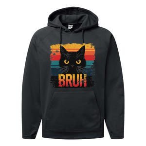 Funny Cat Bruh For Ns Meme Graphic Performance Fleece Hoodie