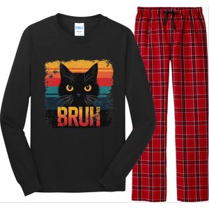 Funny Cat Bruh For Ns Meme Graphic Long Sleeve Pajama Set