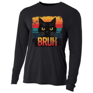 Funny Cat Bruh For Ns Meme Graphic Cooling Performance Long Sleeve Crew