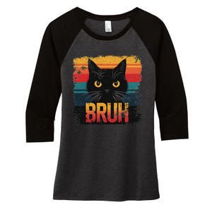 Funny Cat Bruh For Ns Meme Graphic Women's Tri-Blend 3/4-Sleeve Raglan Shirt