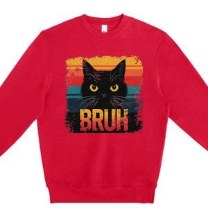 Funny Cat Bruh For Ns Meme Graphic Premium Crewneck Sweatshirt