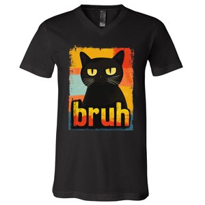 Funny Cat Bruh For Ns Women Meme Graphic V-Neck T-Shirt