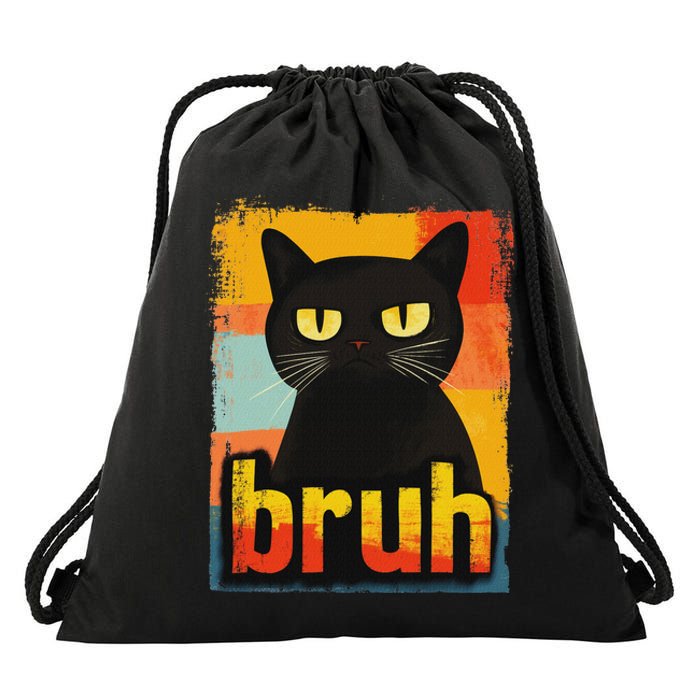 Funny Cat Bruh For Ns Women Meme Graphic Drawstring Bag