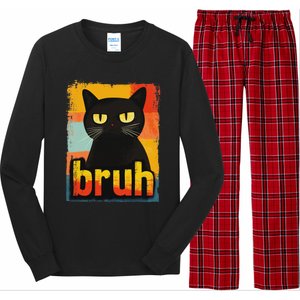 Funny Cat Bruh For Ns Women Meme Graphic Long Sleeve Pajama Set