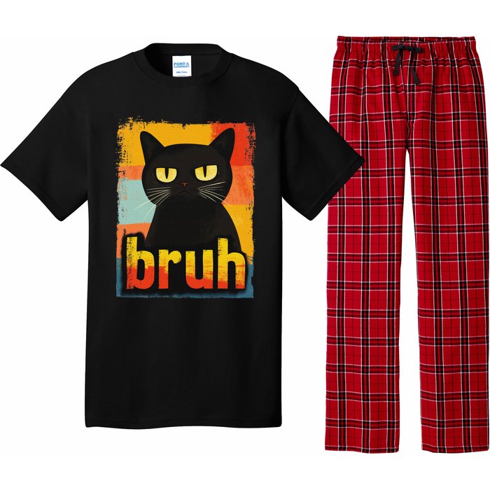 Funny Cat Bruh For Ns Women Meme Graphic Pajama Set