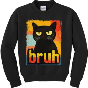 Funny Cat Bruh For Ns Women Meme Graphic Kids Sweatshirt