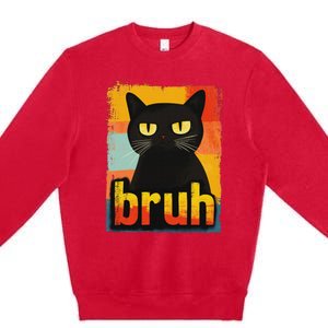 Funny Cat Bruh For Ns Women Meme Graphic Premium Crewneck Sweatshirt