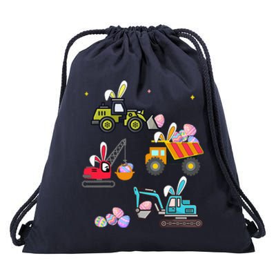 Funny Construction Bunny Easter Day Egg Drawstring Bag