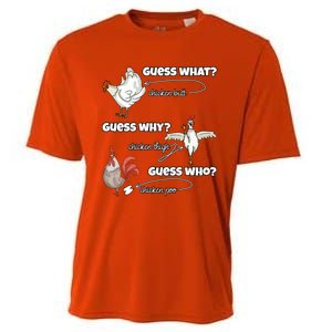 Funny Chicken Butt Guess Why Chicken Thigh Guess Who Poo Funny Gift Cooling Performance Crew T-Shirt