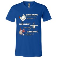 Funny Chicken Butt Guess Why Chicken Thigh Guess Who Poo Funny Gift V-Neck T-Shirt