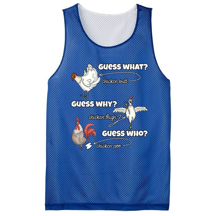 Funny Chicken Butt Guess Why Chicken Thigh Guess Who Poo Funny Gift Mesh Reversible Basketball Jersey Tank