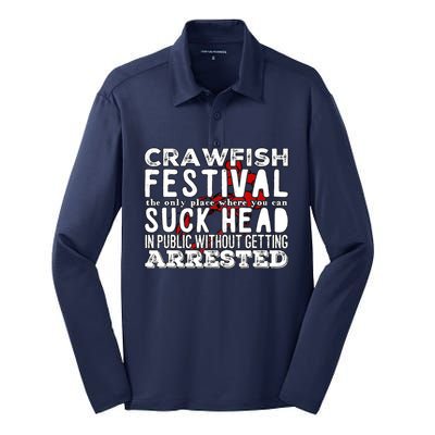 Funny Crawfish Boil Festival Silk Touch Performance Long Sleeve Polo