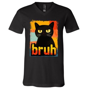 Funny Cat Bruh For Ns Women Meme Graphic V-Neck T-Shirt