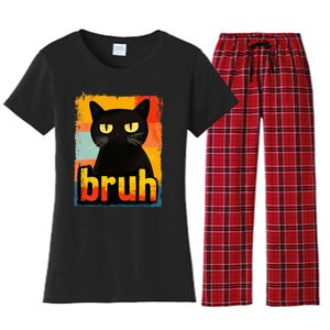 Funny Cat Bruh For Ns Women Meme Graphic Women's Flannel Pajama Set