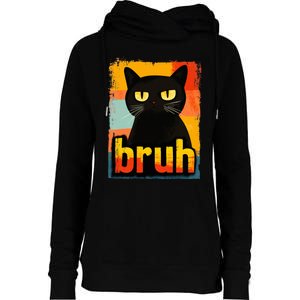 Funny Cat Bruh For Ns Women Meme Graphic Womens Funnel Neck Pullover Hood