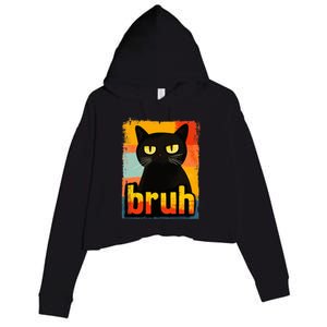 Funny Cat Bruh For Ns Women Meme Graphic Crop Fleece Hoodie