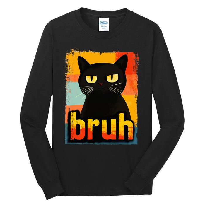 Funny Cat Bruh For Ns Women Meme Graphic Tall Long Sleeve T-Shirt