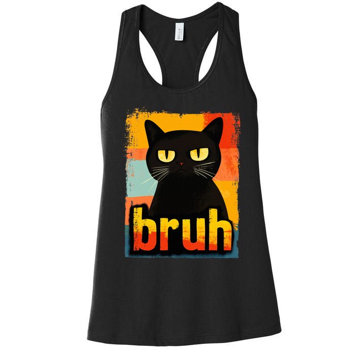 Funny Cat Bruh For Ns Women Meme Graphic Women's Racerback Tank