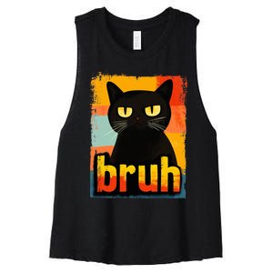 Funny Cat Bruh For Ns Women Meme Graphic Women's Racerback Cropped Tank