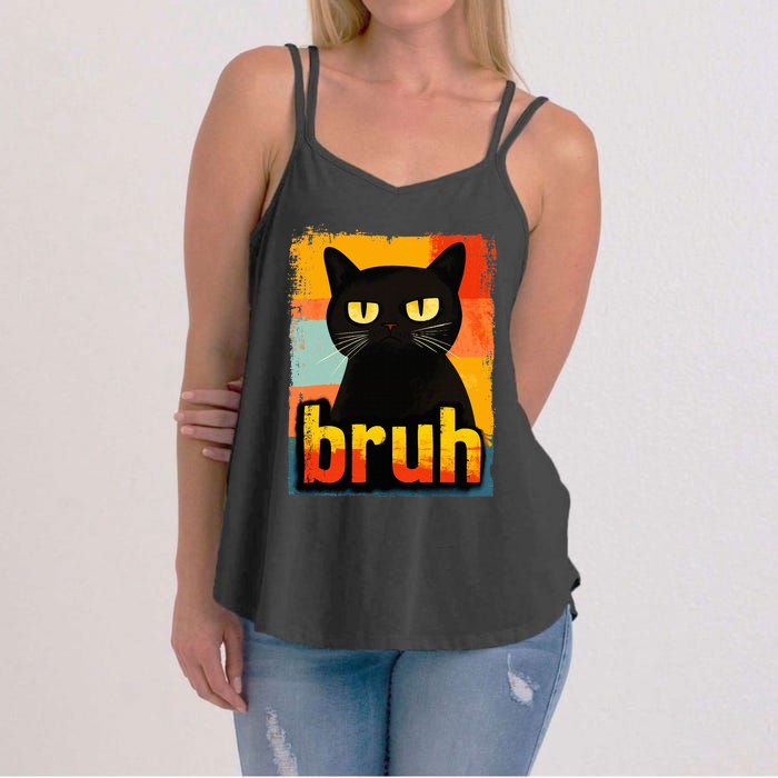 Funny Cat Bruh For Ns Women Meme Graphic Women's Strappy Tank