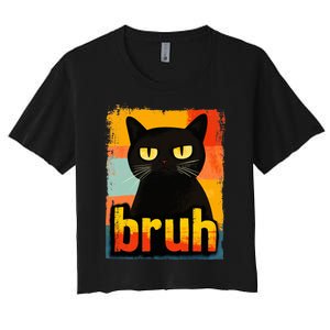 Funny Cat Bruh For Ns Women Meme Graphic Women's Crop Top Tee