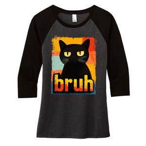 Funny Cat Bruh For Ns Women Meme Graphic Women's Tri-Blend 3/4-Sleeve Raglan Shirt