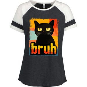 Funny Cat Bruh For Ns Women Meme Graphic Enza Ladies Jersey Colorblock Tee