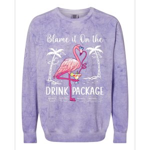 Flamingo Cruise Blame It On The Drink Package Drinking Booze Colorblast Crewneck Sweatshirt