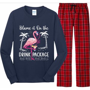 Flamingo Cruise Blame It On The Drink Package Drinking Booze Long Sleeve Pajama Set