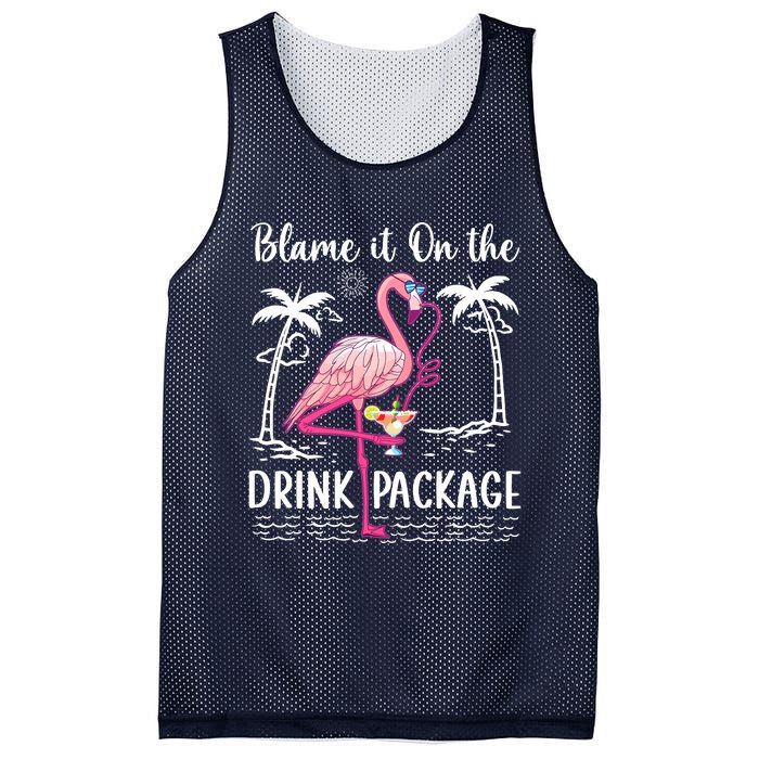 Flamingo Cruise Blame It On The Drink Package Drinking Booze Mesh Reversible Basketball Jersey Tank