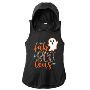 Funny Cute Boo Ghost Halloween Fab-Boo Lous Leopard Ladies PosiCharge Tri-Blend Wicking Draft Hoodie Tank