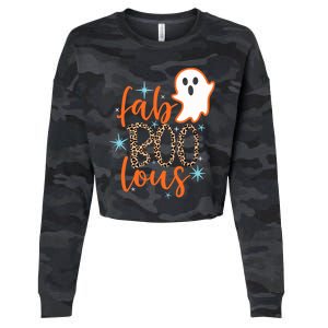 Funny Cute Boo Ghost Halloween Fab-Boo Lous Leopard Cropped Pullover Crew