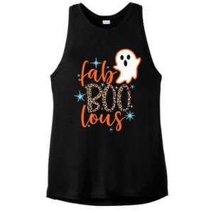 Funny Cute Boo Ghost Halloween Fab-Boo Lous Leopard Ladies PosiCharge Tri-Blend Wicking Tank