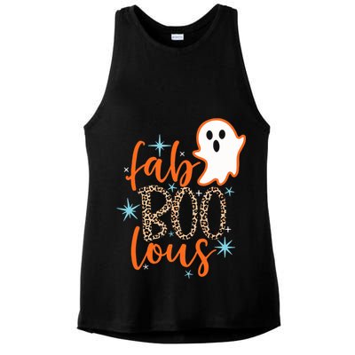 Funny Cute Boo Ghost Halloween Fab-Boo Lous Leopard Ladies PosiCharge Tri-Blend Wicking Tank