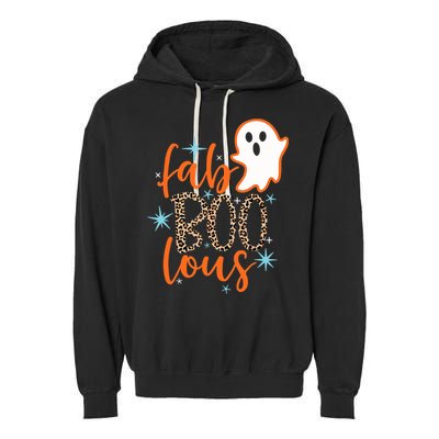 Funny Cute Boo Ghost Halloween Fab-Boo Lous Leopard Garment-Dyed Fleece Hoodie