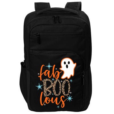 Funny Cute Boo Ghost Halloween Fab-Boo Lous Leopard Impact Tech Backpack