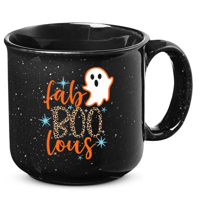Funny Cute Boo Ghost Halloween Fab-Boo Lous Leopard 15oz Campfire Ceramic Mug