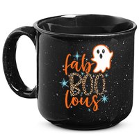 Funny Cute Boo Ghost Halloween Fab-Boo Lous Leopard 15oz Campfire Ceramic Mug