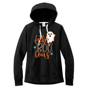 Funny Cute Boo Ghost Halloween Fab-Boo Lous Leopard Women's Fleece Hoodie