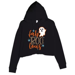 Funny Cute Boo Ghost Halloween Fab-Boo Lous Leopard Crop Fleece Hoodie