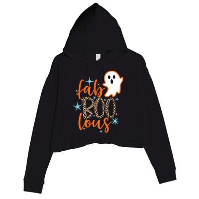 Funny Cute Boo Ghost Halloween Fab-Boo Lous Leopard Crop Fleece Hoodie