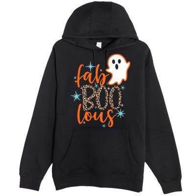 Funny Cute Boo Ghost Halloween Fab-Boo Lous Leopard Premium Pullover Hoodie