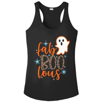 Funny Cute Boo Ghost Halloween Fab-Boo Lous Leopard Ladies PosiCharge Competitor Racerback Tank