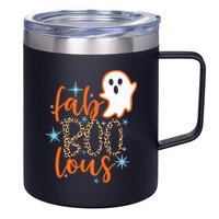 Funny Cute Boo Ghost Halloween Fab-Boo Lous Leopard 12oz Stainless Steel Coffee Mug