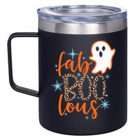 Funny Cute Boo Ghost Halloween Fab-Boo Lous Leopard 12oz Stainless Steel Coffee Mug