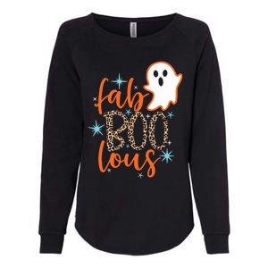 Funny Cute Boo Ghost Halloween Fab-Boo Lous Leopard Womens California Wash Sweatshirt