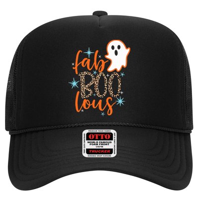 Funny Cute Boo Ghost Halloween Fab-Boo Lous Leopard Trucker Hat