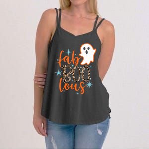 Funny Cute Boo Ghost Halloween Fab-Boo Lous Leopard Women's Strappy Tank