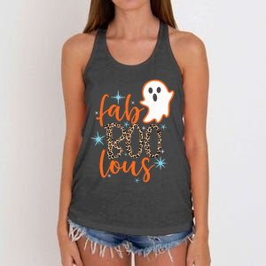 Funny Cute Boo Ghost Halloween Fab-Boo Lous Leopard Women's Knotted Racerback Tank